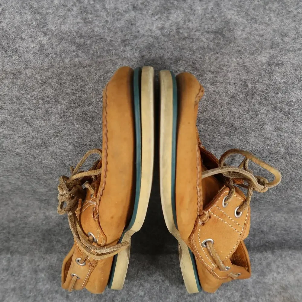 Timberland Boat Shoes Mens 9 Leather Casual Moc Toe Two Eye Brown Retro Classic